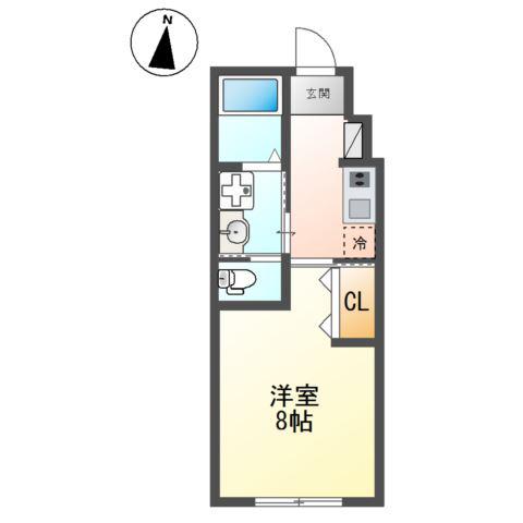 ドミール 本厚木(1K/2階)の間取り写真