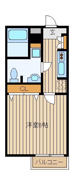 ルクールツー(1K/1階)の間取り写真
