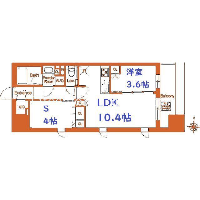 エスタート横濱高島町(1SLDK/3階)の間取り写真