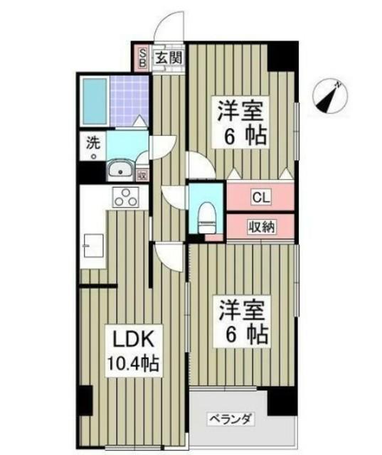 都電荒川線 三ノ輪橋駅 徒歩4分 11階建 築31年(2LDK/5階)の間取り写真