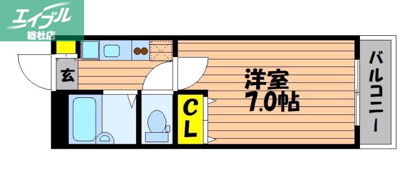 クィーンズ・ヒル(1K/2階)の間取り写真