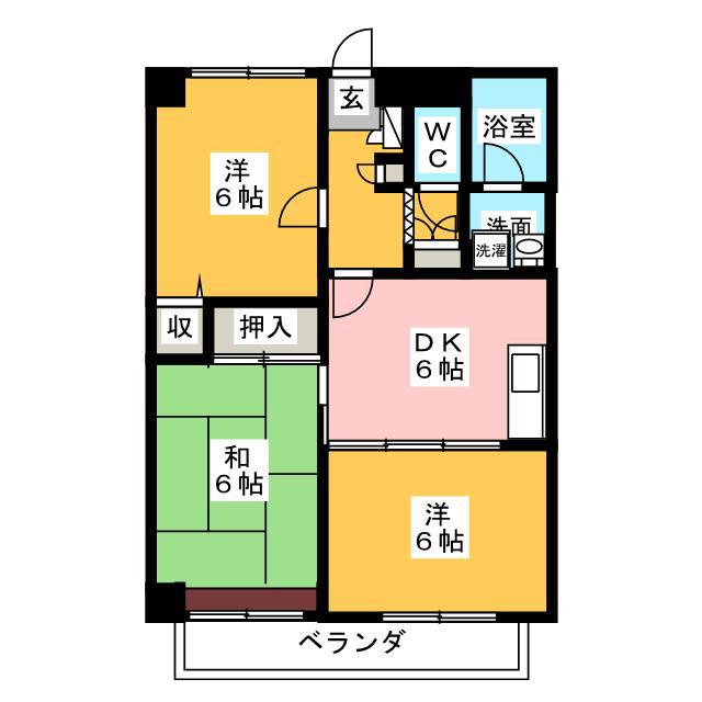 ホーリーグランド稲毛山王(3DK/1階)の間取り写真