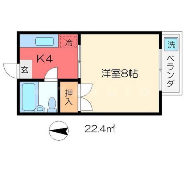 丸北マンション(1K/2階)の間取り写真