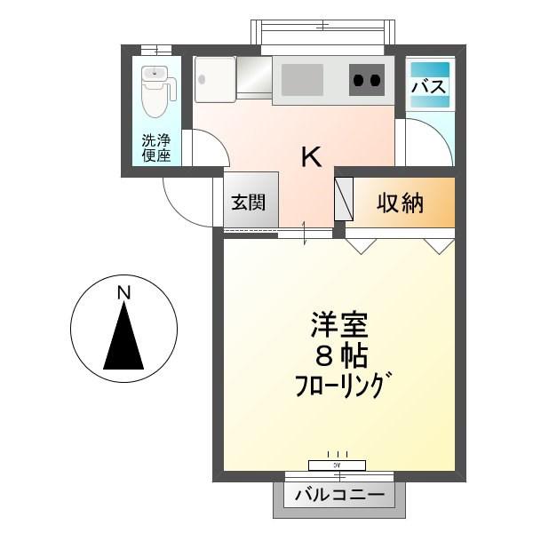 ハウスドリームA(1K/2階)の間取り写真