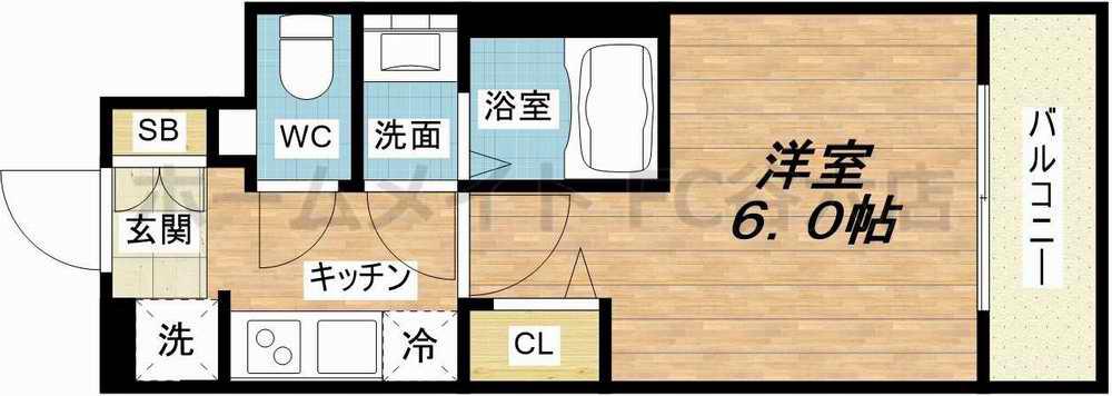 エステムコート心斎橋CENTRAL(1K/2階)の間取り写真