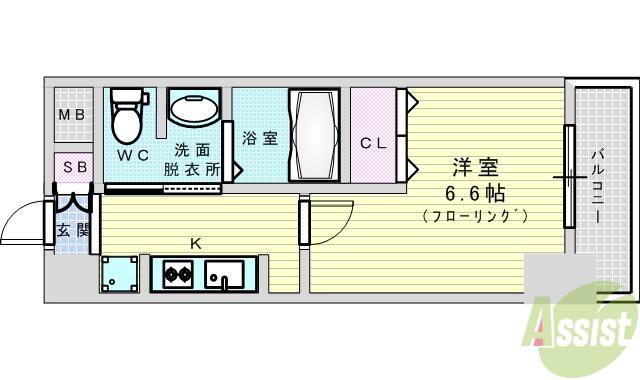 アドバンス新大阪Ⅵ ビオラ(1K/4階)の間取り写真