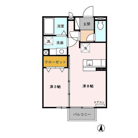 ALICEGARDENNAKAJIMAA/B(1LDK/2階)の間取り写真
