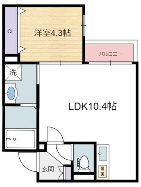 SFIDA天王寺南(1LDK/1階)の間取り写真