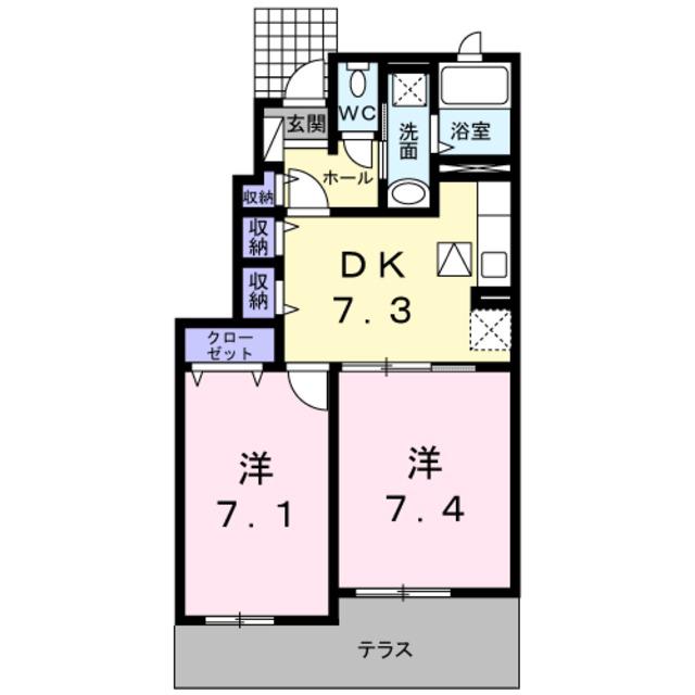 メゾン ド ラトン・ラヴール(2DK/1階)の間取り写真