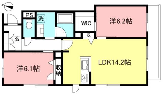 ヴィアソーレ烏山(2LDK/2階)の間取り写真
