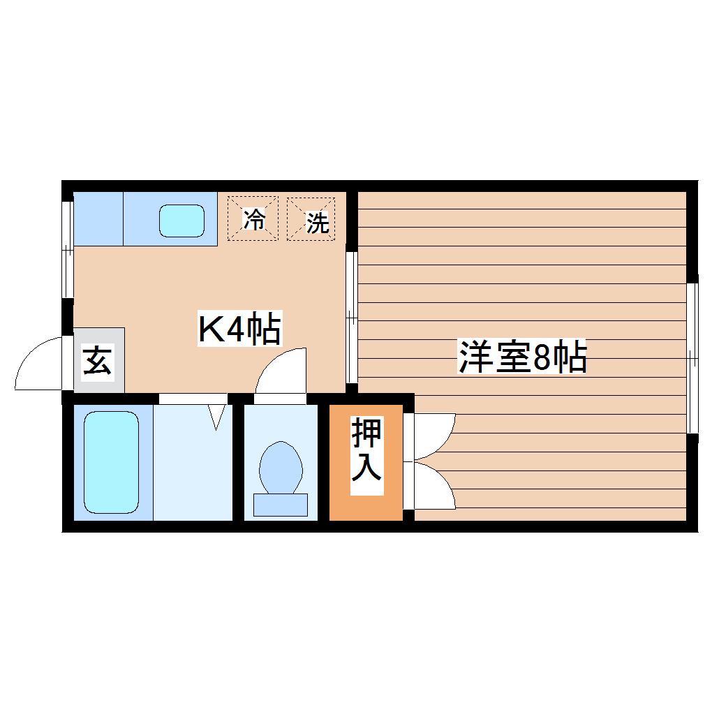 メーゾン台原(1K/1階)の間取り写真