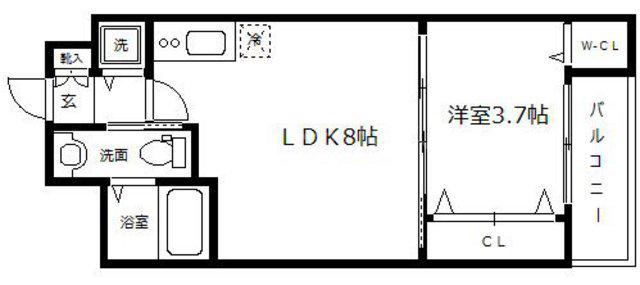 セレニテ北浜(1LDK/14階)の間取り写真