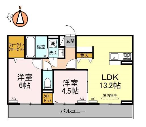 ドリーム庄町(2LDK/2階)の間取り写真