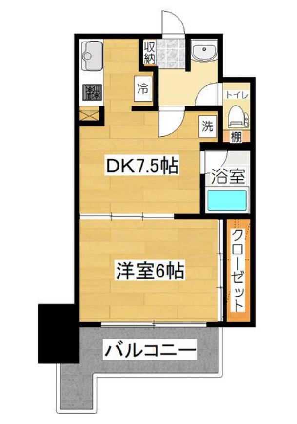 平和マンション北仙台(1DK/5階)の間取り写真