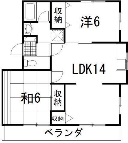 コーポ山城(2LDK/3階)の間取り写真