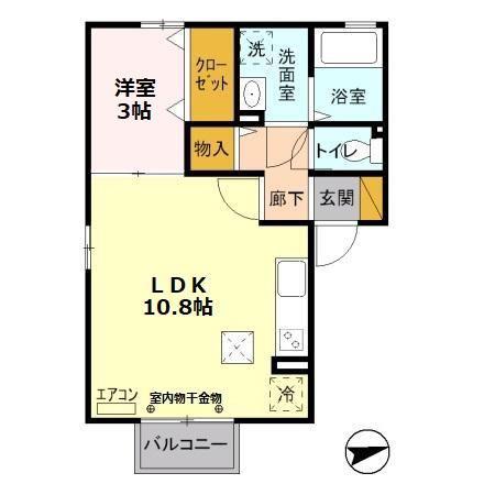 グランモンテ(1LDK/1階)の間取り写真