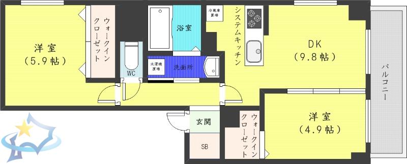 アルファスクエア中島公園(2LDK/8階)の間取り写真