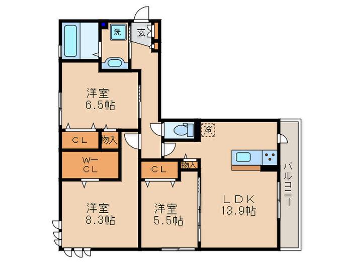MIRAI ARK KITENO(3LDK/3階)の間取り写真