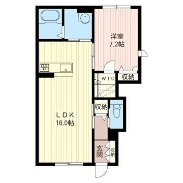 こまくさハイツII(1LDK/1階)の間取り写真