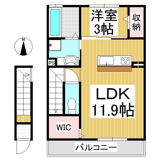 エレガンテ・カーサ(1LDK/2階)の間取り写真