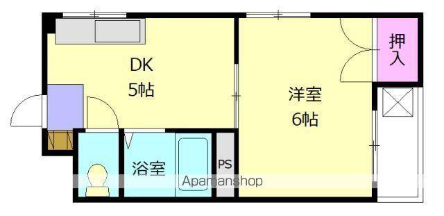 PLイースト別府(1DK/2階)の間取り写真