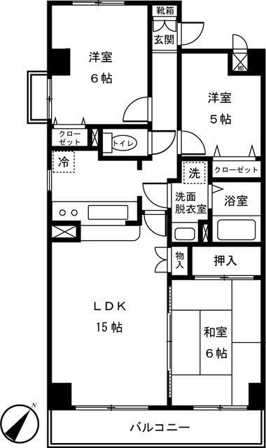 千石ヒルズレジデンス(3LDK/3階)の間取り写真