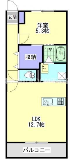 ミライデイズ都城(1LDK/2階)の間取り写真