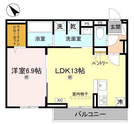 D-PLACE良野(1LDK/2階)の間取り写真