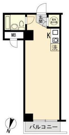 シャンボール第2川崎(ワンルーム/4階)の間取り写真