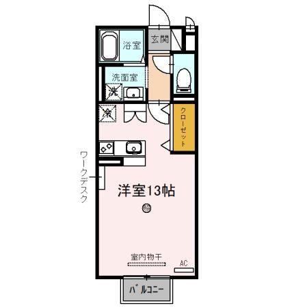 コンフォールM(ワンルーム/2階)の間取り写真