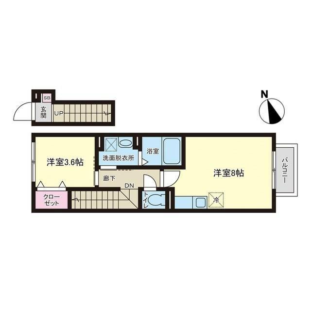 PREMORY北仙台(1LDK/2階)の間取り写真