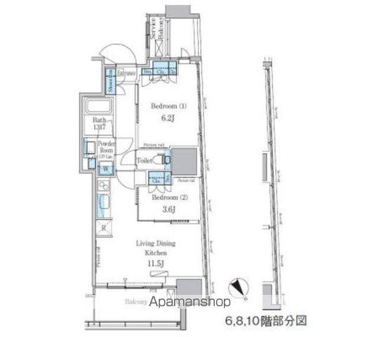 パークアクシス横濱関内SQUARE(2LDK/5階)の間取り写真