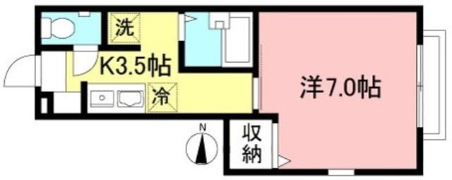 パインヒルズ粕谷(1K/1階)の間取り写真