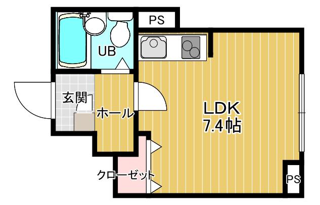 メリディアン神谷沢(ワンルーム/1階)の間取り写真