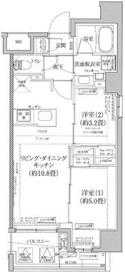 プロスタイルウェルス浅草アイル(2LDK/10階)の間取り写真