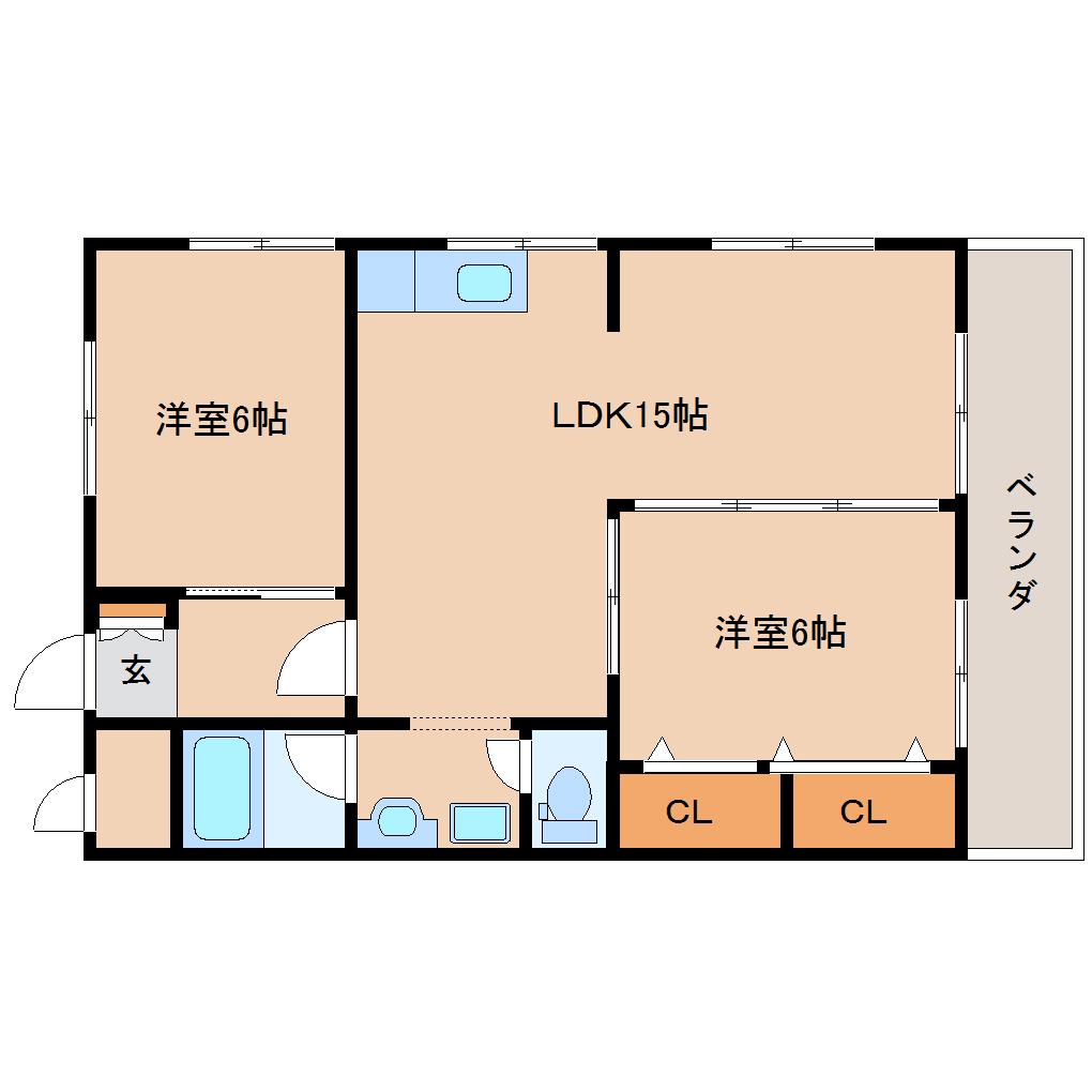 エンズマンション(2LDK/4階)の間取り写真