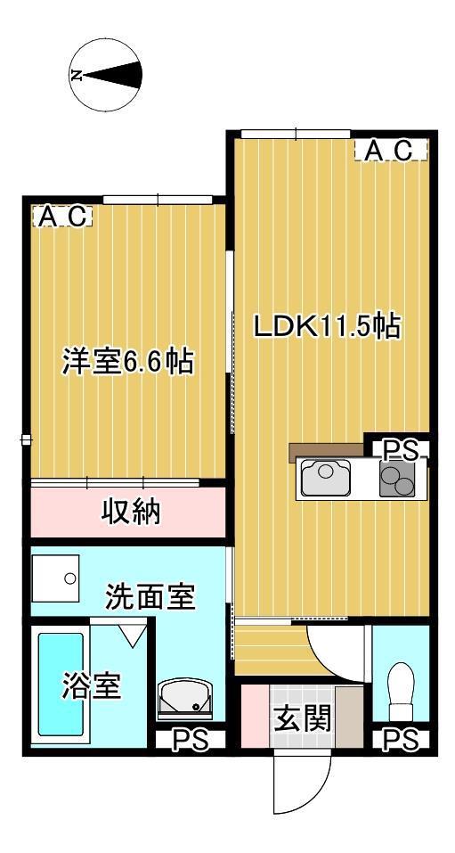 ユアメゾン岡本(1LDK/1階)の間取り写真