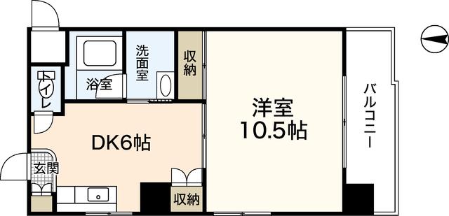 ビバーチェ平野町(1DK/1階)の間取り写真