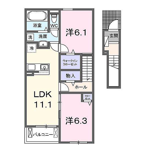 BELLE TORTUE(2LDK/2階)の間取り写真