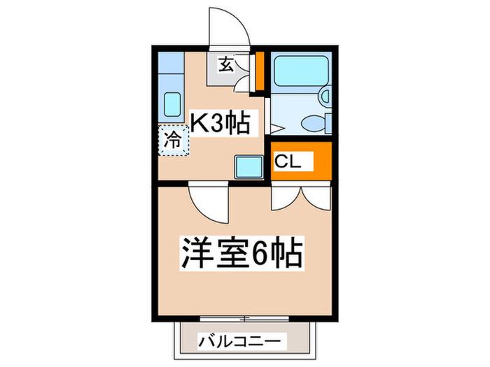 マイハウス多摩2号棟(1K/2階)の間取り写真