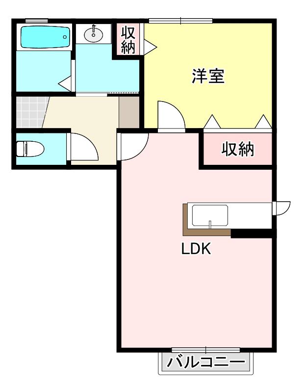 ルシェルW(1LDK/1階)の間取り写真