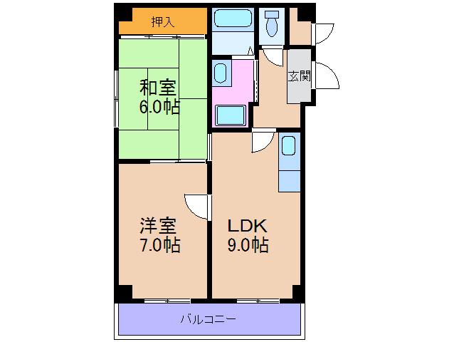 HARMONY-F(2LDK/3階)の間取り写真
