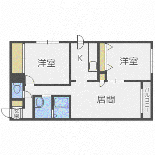 サイレンス旭ヶ丘(2LDK/4階)の間取り写真