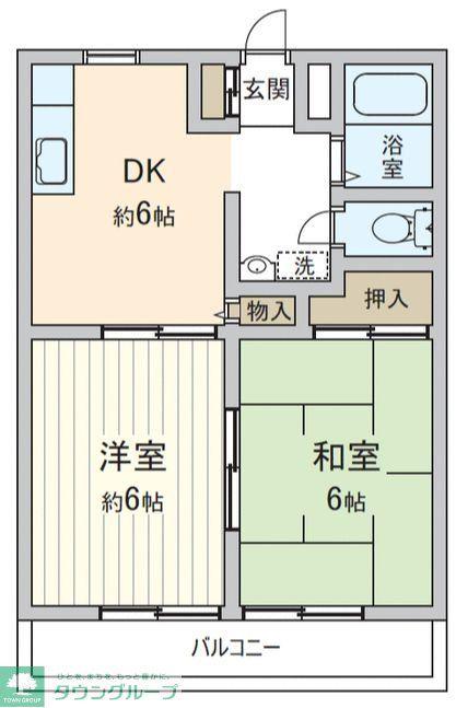 ビューラー白根B(2DK/2階)の間取り写真