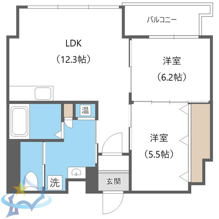 プレミアムガーデン北円山(2LDK/5階)の間取り写真