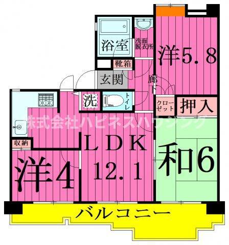INSURANCE BLDG.IX(3LDK/7階)の間取り写真