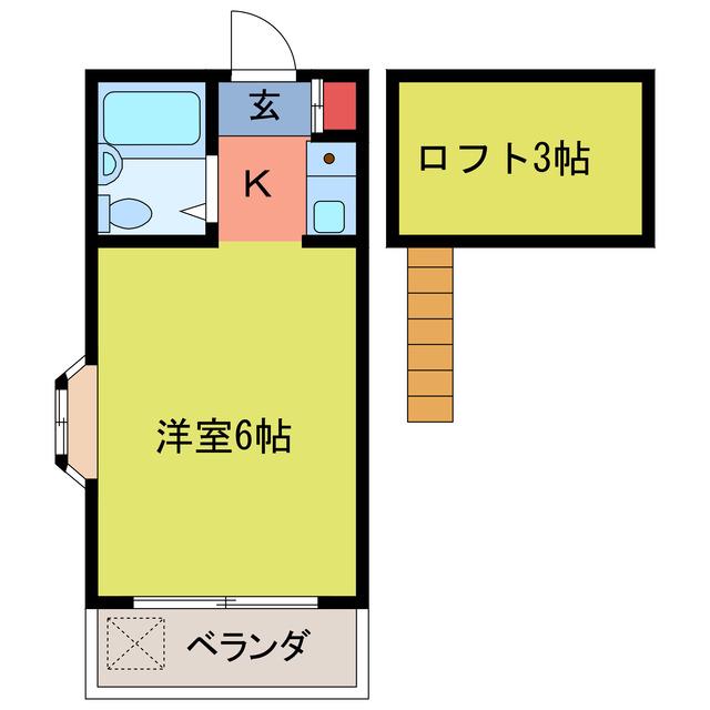 オレンジ ハイツII(ワンルーム/2階)の間取り写真