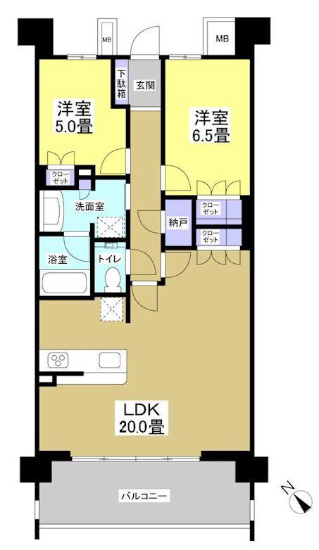 一条レジデンス浜松(2LDK/12階)の間取り写真