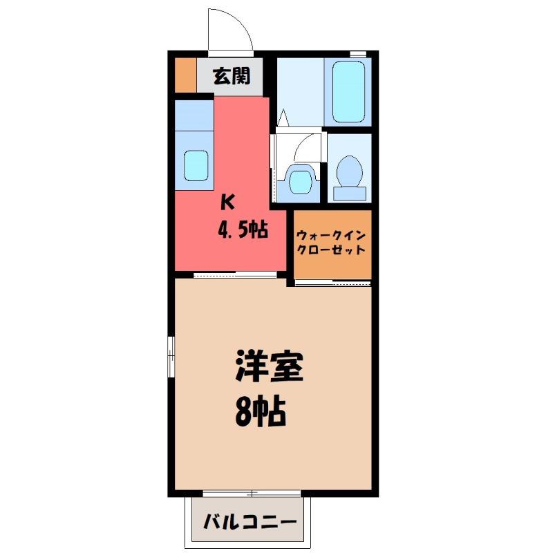 リヴェール F棟(1K/1階)の間取り写真