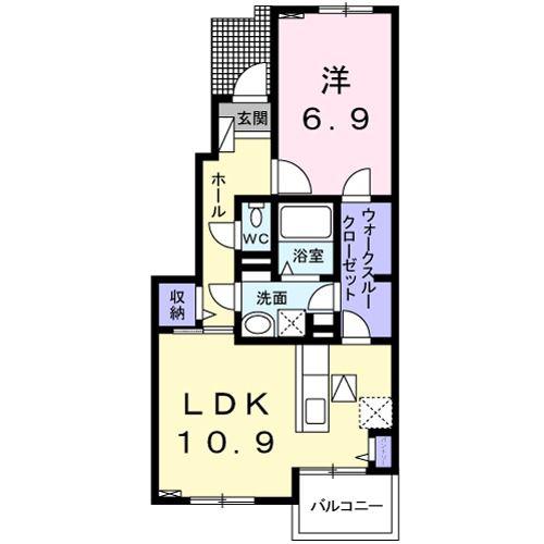 グリシーヌ(1LDK/1階)の間取り写真
